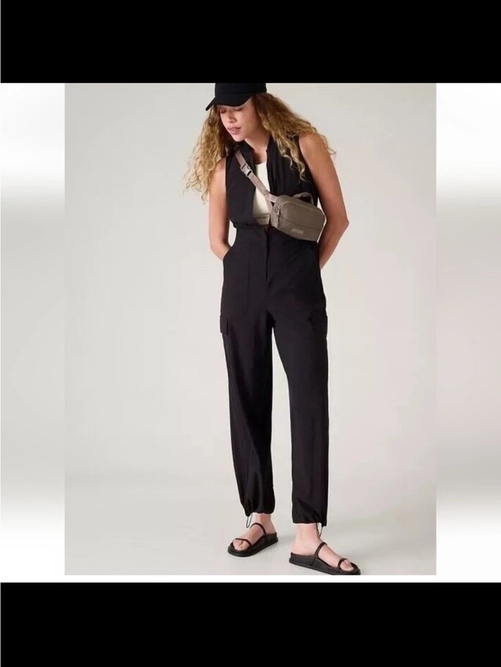 ATHLETA Brooklyn black sleeveless utility UPF 40+ Jumpsuit size 14